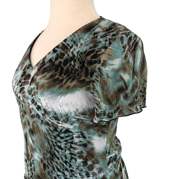 Connected Apparel Soft Accordion Shift Dress Midi V Neck Lagenlook Size 16 - Picture 3 of 10